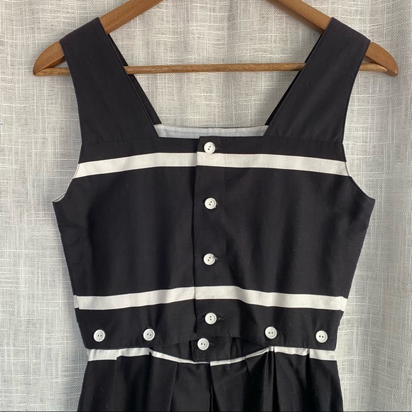 Vintage Lanz Originals Black White Button Midi Dress - Picture 6 of 10